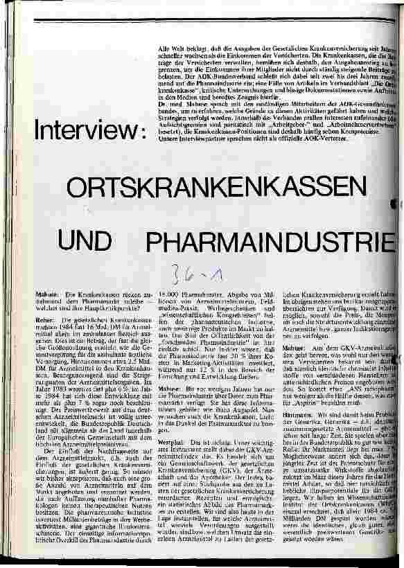 [doc_13244] Ortskrankenkassen und Pharmaindustrie