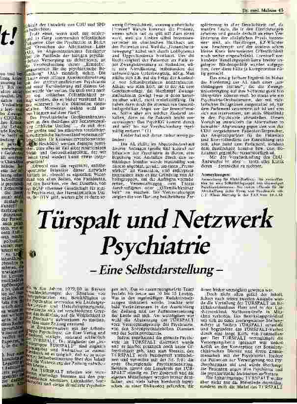[doc_10816] Türspalt und Netzwerk Psychiatrie - Eine Selbstdarstellung -