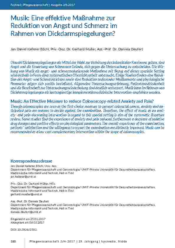 [doc_201589] Musik: Eine effektive Maßnahme zur Reduktion von Angst und Schmerz im Rahmen von Dickdarmspiegelungen?